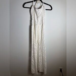Robin Piccone White Crochet Halter Maxi Coverup Dress Size S Beach Resort